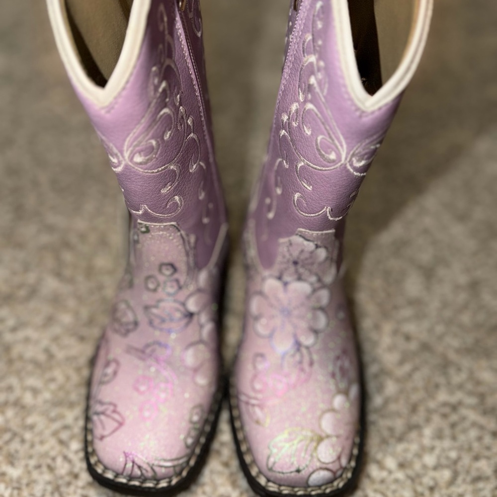 Girls Size 12 Pink & Purple Sparkly Western Cowboy Boots NWT - Picture 2 of 4